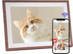 32GB FRAMEO 10,1-tolline intelligentne WiFi digitaalne pildiraam, 1280 x 800 IPS LCD puuteekraan, automaatne p&ouml;&ouml;ramine portree- ja maastikuformaadi jaoks, varustatud Frameo rakendusega, puidust v&auml;rvi