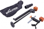 Evolution Power Tools R210SMS 210mm freessae lisatarvikute pakett sisaldab 2 klambrit, tolmukotti ja imemisadapterit.