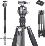 INNOREL RT75C s&uuml;sinikkiust statiiv 172 cm 2-in-1 statiiv monopood Professional Raske kaamerastatiiv Max koormus 20 kg Max toru 29 mm koos kesksamba N44 kuulipea statiivikott (RT75C + N44)