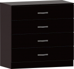 Vida Designs kapp, must, 4 sahtlit metallist k&auml;epideme ja r&ouml;&ouml;bastega, unikaalne sahtlite tugi painutamise vastu, magamistoam&ouml;&ouml;bel Riano 72 x 75 x 36 cm