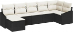 Rantry 7-teiliges Garten-Sofa-Set mit Kissen Schwarz Poly-Rattan Gartenlounge Model3346807