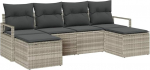 Rantry 6-TLG. Garten-Sofagarnitur mit Kissen Hellgrau Poly Rattan Gartenlounge Model3346492