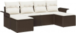 Rantry 6-teiliges Garten Sofa Set mit Kissen Braun Poly Rattan Gartenlounge Model3345468