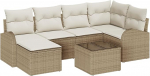 7-teiliges Garten-Sofa-Set mit Kissen Braun Poly-Rattan Gartenlounge Model3346121