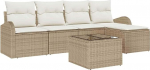 Rantry 6-teiliges Garten-Sofaset mit Kissen Braunes Poly-Rattan Gartenlounge Model3346011