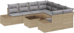 9-teiliges Garten Sofaset mit Kissen Beige Poly Rattan Gartenlounge Model3355669
