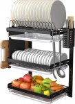 UsmAsk 201 Wall Mounted 3 Layer Dish Dryer Stainless Steel Kitchen Rack Drain Rack Dish Rack Kitchen Cutting Board Rack