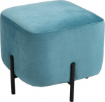 HOMCOM Footstool Footrest Padded Polyester Steel Foam Turquoise 44.5 x 44.5 x 41.5 cm