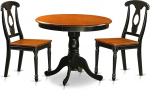 East West Furniture ANKE3-BLK-W Antiikmusta 3-osaline s&ouml;&ouml;gikomplekt 2 puidust tooliga