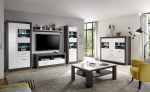Tolero IV Living Room Combination, Dark Concret/White High Gloss, Set of 6, Living Room, Furniture, Living Room Set, Living Room Combination Design with Lighting