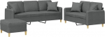 Dunkelgrauer Stoff-Sofa-Set mit 2- und 3-Sitzer, Bequem & Robust, 180x50 cm, Wohnzimmer Model3202143