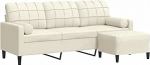 Mudel3278275 Kreemjas 3-istmeline diivan koos jalahoobiga Samet ja metall 197 x 77 x 80 cm Elutuba ja l&otilde;&otilde;gastumine