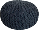 Voglrieder Pouf Knitted Stool Chunky Knit Hand-Knotted Diameter 55 cm Black / Anthracite