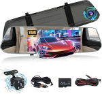 Tagumise vaatepeegli kaamera autole koos 64G TF-kaardiga, 7-tolline 1080P Full HD puuteekraan / Loop salvestamine / 150&deg; lai nurk / &ouml;&ouml;n&auml;gemine / G-sensor / 24-tunnine liikumistuvastus / parkimisabi + tagurduskaamera