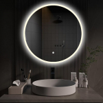 ApeJoy&reg; AJ01 Round Bathroom Mirror Diameter 60 cm with Lighting, LED Wall Mirror with Touch Switch, Light Mirror, Warm Cool White from 3000 K to 6500 K, IP44 (Round 60 cm)