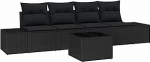 Model3346933 5-osaline aia diivan komplekt koos pehmendusega must pol&uuml; rotangist aed Lounge