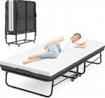 FentyOE kokkupandav voodi 90 x 200 cm T&auml;iskasvanu umbes 13 cm m&auml;luvahuga madratsiga K&uuml;lalisvoodi Kokkupandav metallraam Kokkupandavad voodid ratastega Reisivoodi Kokkupandav metallvoodi Stabiilne kuni 210 kg kandev&otilde;ime