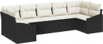 Rantry 7-teiliges Garten Sofa Set mit Kissen Schwarz Poly Rattan Gartenlounge Model3346867