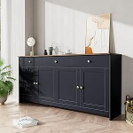 Hall ja must puidumustriga k&uuml;ljepaneel, neli ust, puiduv&auml;rv ja hall must, kolm sahtlit, elutuba, s&ouml;&ouml;gituba