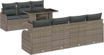 8-teiliges Garten-Sofa-Set mit Kissen Grau Poly Rattan, 2-Sitzer Garten-Sofa mit Kissen Grau Poly Rattan Gartenlounge Model3348405