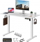 Gamork elektriline seisev laud, reguleeritava k&otilde;rgusega, lukustatavate ratastega seisev laud, ergonoomiline istuv/seisev laud t&ouml;&ouml;ks, arvutit&ouml;&ouml;koht, must (valge, 100 x 60 cm)