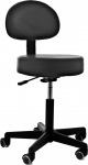 QUIRUMED Gas Lift Stool with 5 Wheels Black High Density Faux Leather Upholstery Height Adjustable Up to 135kg