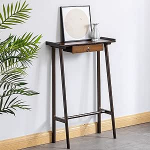 PQXQZ Kleiner Rustikaler Flurtisch mit Schublade H&ouml;lzerner Konsolentisch f&uuml;r Den Flur Schmales Ablageregal(Black,50x20x85cm)