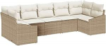 Rantry 7-teiliges Garten-Sofa-Set mit Kissen Beige Poly Rattan Gartenlounge Model3346871