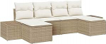 6-teiliges Garten Sofa Set mit Kissen Beige Poly Rattan Gartenlounge Model3347171