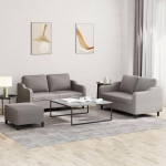Gecheer 3-TLG. Sofagarnitur mit Kissen Taupe Stoff, Moderne Couch Polstersofa f&uuml;r Wohnzimmer Schlafzimmer Spielzimmer3201817