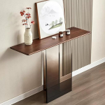 PQXQZ Schmale Konsole aus Acryl mit Holzplatte Moderner Beistelltisch f&uuml;r Wohnzimmer Flur und Diele(160x35x73cm)