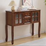 KLWQR kitsas konsoollaud sahtlitega, k&auml;epidemetega ja libisemiskindlate jalgadega koridorilaud, palju hoiuruumi, k&otilde;rvallaud, &otilde;huke koridorisse ja elutuppa (pruun, 120 x 32 x 82 cm / 47 x 13 x 32 cm / 47 x 13 x 32)