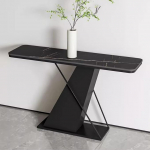 Konsolentisch, Schmaler Flurtisch, Eingangstisch mit Kreativem Metallgestell, f&uuml;r Wohnzimmer, Flur und Eingangsbereich(Black,140cm/55.1in)