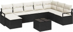 8-teiliges Garten Sofa Set mit Kissen in Braun Poly Rattan, 2-Sitzer Garten Sofa mit Kissen in Schwarz Poly Rattan Gartenlounge Model3346507