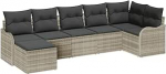 7-teiliges Garten-Sofa-Set mit Kissen Hellgrau Poly Rattan, 2-Sitzer Garten-Sofa mit Stauraum & Kissen Hellgrau Poly Rattan Gartenlounge Model3354461
