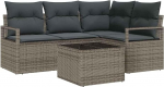 4-teiliges Garten Sofa Set mit Kissen Schwarz Poly Rattan Gartenlounge Model3355038