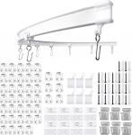 Flexible Ceiling Curtain Track | 16.4 ft (5 m) Curved Curtain Rail with Mute Rollers | Bendable Mount for Shower / Bay Window / RV Curtain / Room Divider