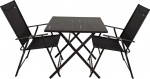 AKTIVE 3 Piece Folding Garden Furniture Set in Black Steel and Textilene Robust and Compact Design for 2 People Ideal for Indoor and Outdoor Gardens and Patios (61149)