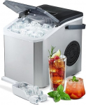 Ice Cube Machine with Portable Handle 2025, 15 kg in 24 Hours, 8 Ice Cubes in 6-8 Minutes, Low Noise Operation, Self-Cleaning Small Ice Cube Machines with Shovel and Basket for Home, Office
