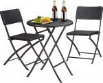 Relaxdays 10020758_46 Bastian Garden Furniture Set, Foldable, 3-Pieces, Rattan-Look, Hxwxd: 75.5 x 60 cm, Black
