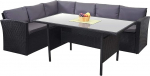 Mendler HWC-A29 Poly Rattan Set, Garden Furniture Set Lounge Dining Table Set, Black