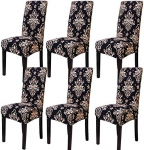 JMYDecor Spandex Dining Chair Covers, [Set of 6] Elastic Stretch Chair Seat Covers, Removable, Washable, Dining Chair Protective Covers