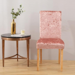 LinFortune 2er Set Stuhlhussen aus Pannesamt f&uuml;r Esszimmer Stretch Parsons Stuhl K&uuml;chen Schonbez&uuml;ge abnehmbar rutschfest waschbar Sitzschutz f&uuml;r K&uuml;che und Hotel (2 Rosa)