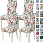 SPRINGRICO Chair Covers for Dining Room, Set of 4, Stretch Dining Chair Covers, Washable Spandex Kitchen Parsons Chair Slipcovers, Removable Seat Protector for Home or Party (4 Pieces, Thorny Roses)