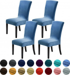 Howhic Velvet Chair Covers for Dining Room Set of 4, Stretchy Dining Chair Covers, Washable Kitchen Chairs, Elegant Decoration for Home and Banquet (River Side, 4 Pieces)