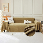 STACYPIK Thick Khaki Sofa Cover Chenille Couch Cover for Dogs Sofa Throw Slipcover for Two Seater Couch Protector for 2 Pillows Couch Washable Camel Multipurpose Blanket Home Decor 230x296