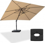 PURPLE LEAF Suur p&auml;ikesevarju 300 x 400 cm koos stendiga Cantilever p&auml;ikesevarju ristk&uuml;likukujuline, XXL aia vihmavari, 360&deg; p&ouml;&ouml;ratav, pol&uuml;estrist varikatus aedadesse, kohvikutesse, terrassidele, beež v&auml;rviga