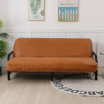 OctoRose Slipcover koos 3 k&uuml;lje t&otilde;mblukuga Veekindel lemmikloomas&otilde;bralik Faux Leather Caramel Futon Cover Diivan Daybed Matratsi kaitsekate (Faux Leather, Caramel, Full Size)