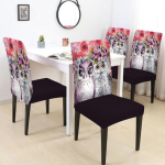 Toolikatted Owl Pink Flower Dining Chair Covers Stretch eemaldatav Washable Chair Covers for Dining Chairs 2 s&ouml;&ouml;gitool Slipcovers Chair Protector Chair Cover (Set of 2)