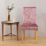 LinFortune 6er Set Stuhlhussen aus Pannesamt f&uuml;r Esszimmer Stretch Parsons Stuhl K&uuml;chen Schonbez&uuml;ge abnehmbar rutschfest waschbar Sitzschutz f&uuml;r K&uuml;che und Hotel (6 Rosa)